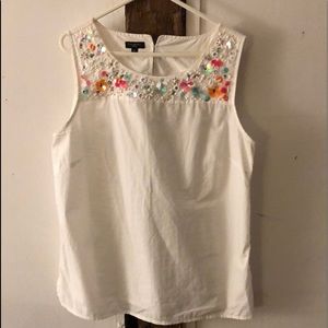 Cute embellished sleeve shirt Talbots. 100% cotton